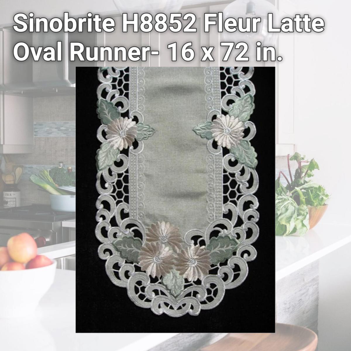 Picture of Sinobrite H8852 Fleur Latte Oval Runner- 16 x 72 in.
