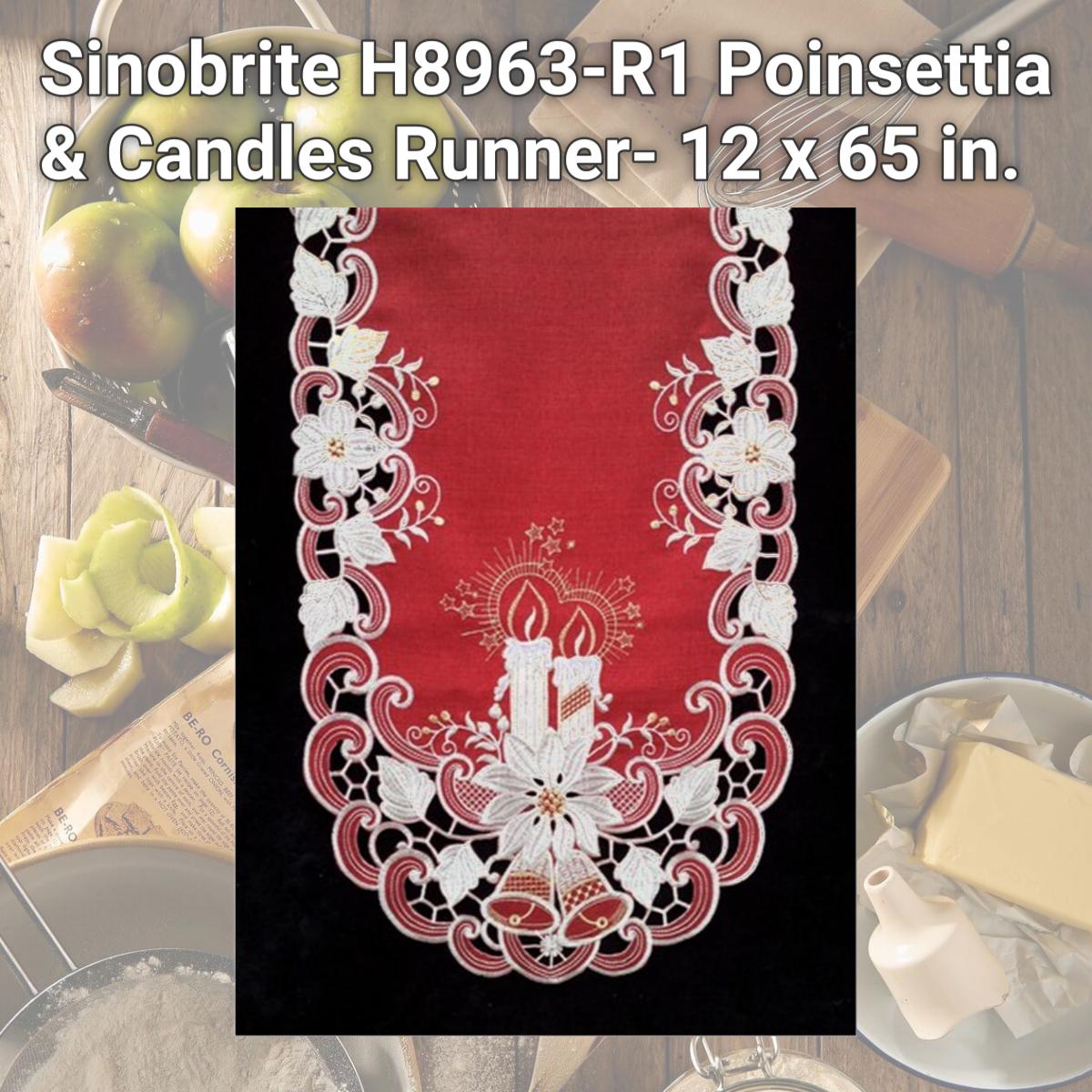 Picture of Sinobrite H8963-R1 Poinsettia & Candles Runner- 12 x 65 in.