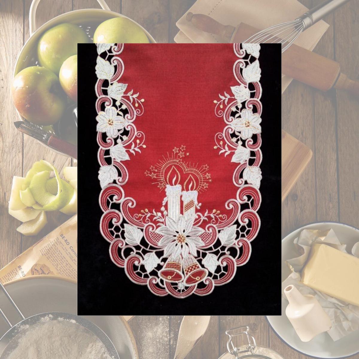 Picture of Sinobrite H8963-R1 Poinsettia & Candles Runner- 12 x 65 in.