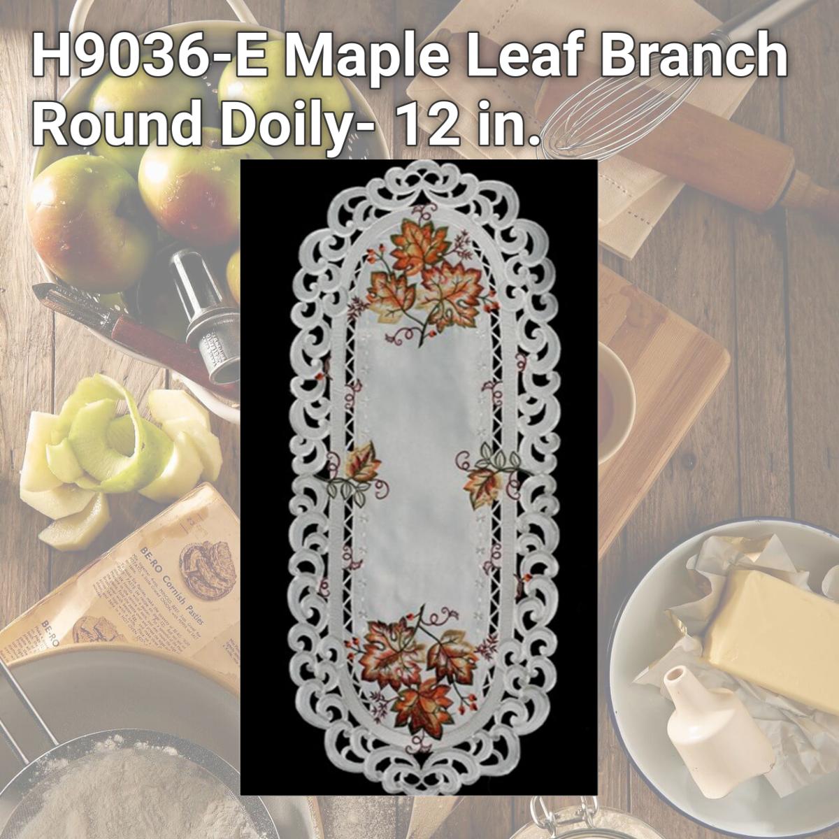 Picture of Sinobrite H9036-E Maple Leaf Branch Round Doily- 12 in.