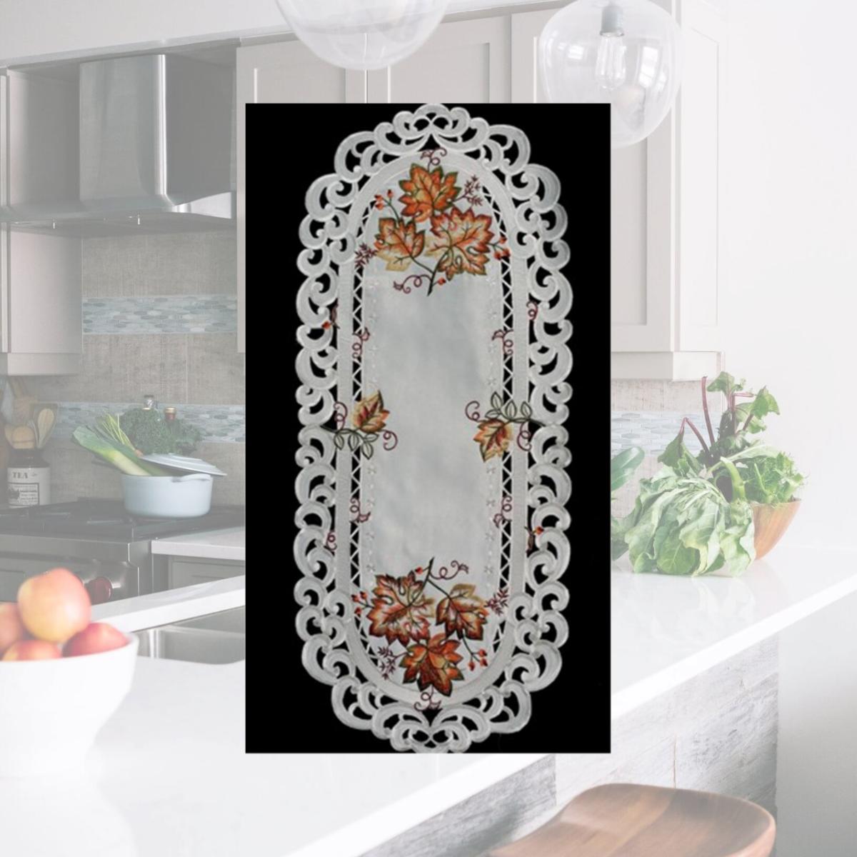 Picture of Sinobrite H9036-E Maple Leaf Branch Round Doily- 12 in.