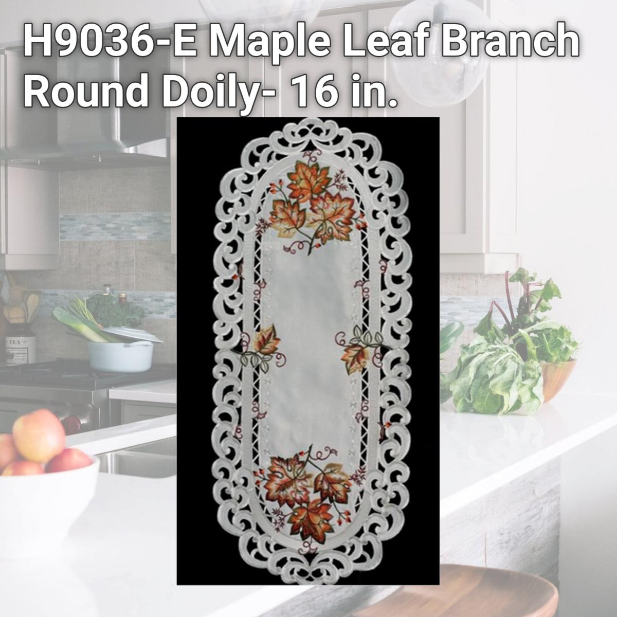 Picture of Sinobrite H9036-E Maple Leaf Branch Round Doily- 16 in.