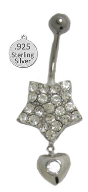 BJ099W 925 Navel Jewelry Sterling Silver Body Charm, White