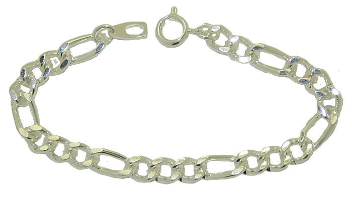 Figaro Chain Bracelet - White Gold