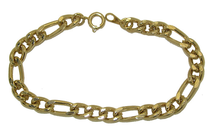 Figaro Chain Bracelet - Yellow Gold Plated