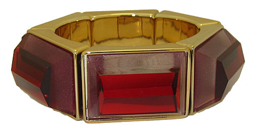 Genuine Coldwater Creek Lucite Bangle Stretch Bracelets, Ruby Red & Gold
