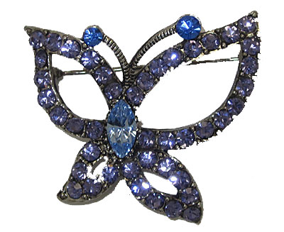 Butterfly Brooche Bliue Cubic Zirconia Pin Set