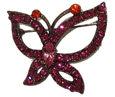 Butterfly Brooche Pink Cubic Zirconia Pin Set
