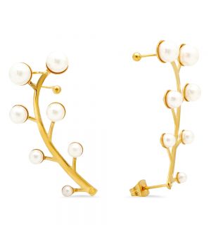 Steel Climber Cuff Earrings With Simulated Pearls