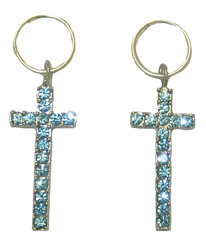Blue Topaz Crystal Cross Earring