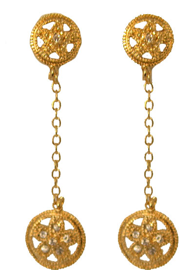 Drop Earring Set - Accented In Czs Gold Plate