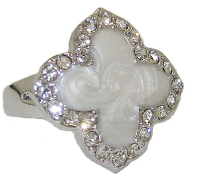 249rgww Enamel Designer Ring - White Gold Mother Of Pearl