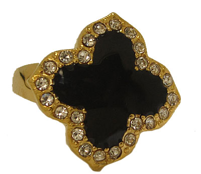 Enamel Designer Ring - Yellow Gold, Jet Black