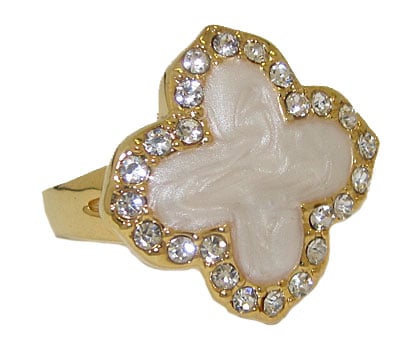 Enamel Designer Ring - Yellow Gold Mother Of Pearl
