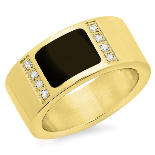 18 Kt Jet Black Stone Gold Ring