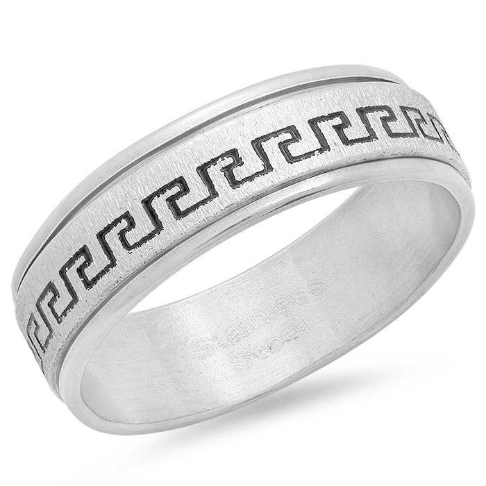 952.002.r Stainless Steel Greek Key Ring