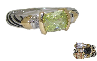 Designer Cable Stackable Ring, Peridot
