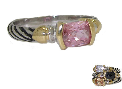 Designer Cable Stackable Ring, Pink