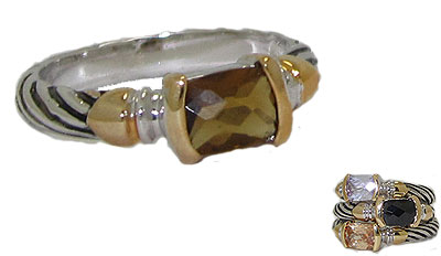 Designer Cable Stackable Ring, Smokey Topaz