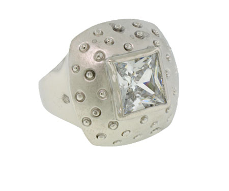 Clear White Austrian Crystal Mate Rhodium Ring