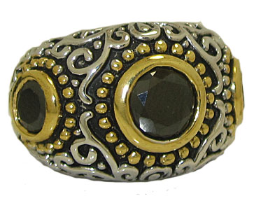 18 Kt Accented Austrian Crystal Mosaic Style Band Ring