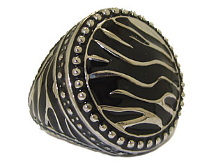 Epoxy High Fashion Ring, Silver & Jet Black