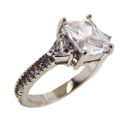 White Center Cubic Zirconia White Crystal Ring
