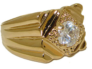 14 Kt Gold Electro Mens High Quality Cubic Zirconia Rings