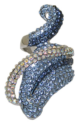 Designer Austrian Crystal Ring, Blue Sapphire
