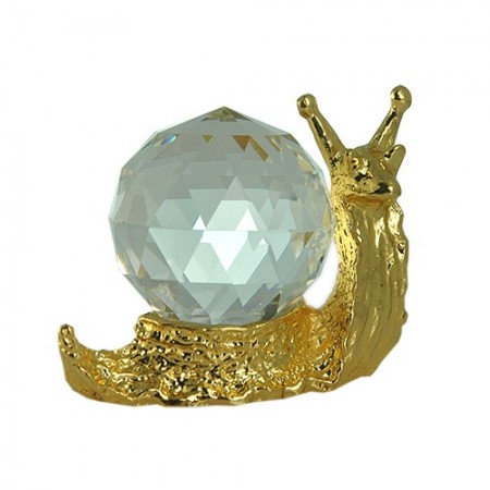 Snailfigurine Handmade Gold Plated Metal Bohemia Lead Crystal Snail Figurine