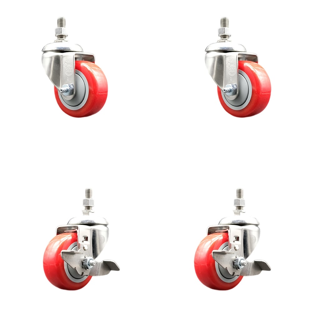 UPC 734005010688 product image for Poly Swivel Stem Caster with 3.5 in. Red Caster Wheels, 0.38 in. Threaded St | upcitemdb.com