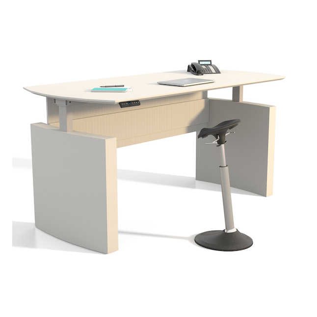 63 In. Medina Height-adjustable Curved Front Desk - Textured Sea Salt