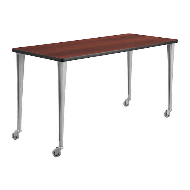 Safco 2090cysl Rumba Post Table Leg With Casters - Cherry & Silver - 29 X 60 X 24 In.