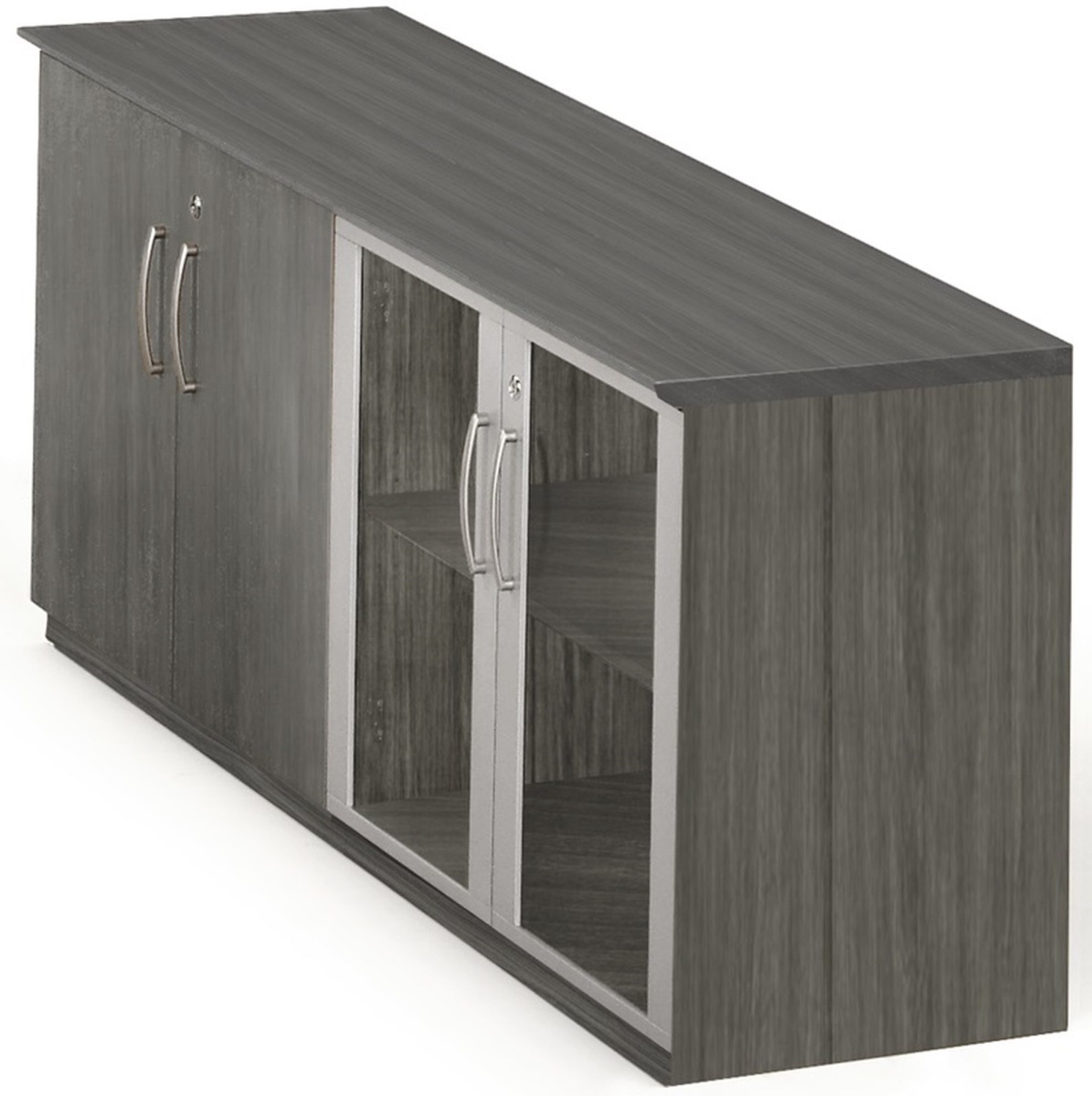 Mvlclgs Medina Low Wall Cabinet With Glass Doors - Gray Steel - 29.5 X 72 X 20 In.