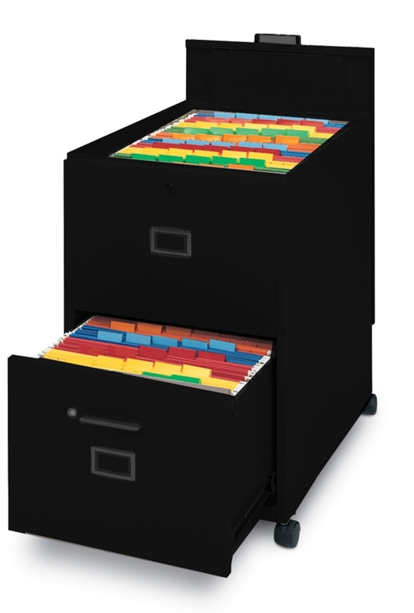 9p620blk Mobilizers Letter Size File With Lid & Drawer, Black - 27 X 14.75 X 26 In.