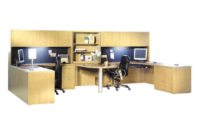 At18lma 15 X 8 Ft. Aberdeen Series Suite 18 Double Workstation Desk, Maple