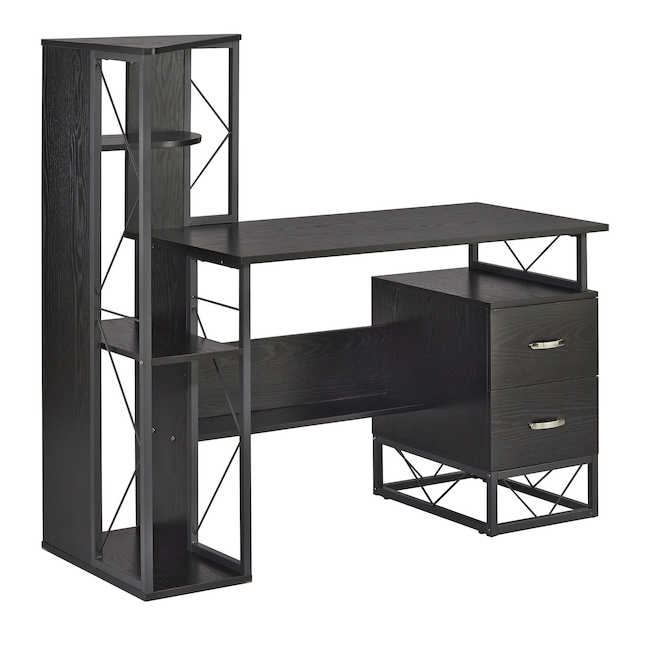 1002bb Soho Storage Desk With Shelves, Black - 48.5 X 52.5 X 21.5 In.
