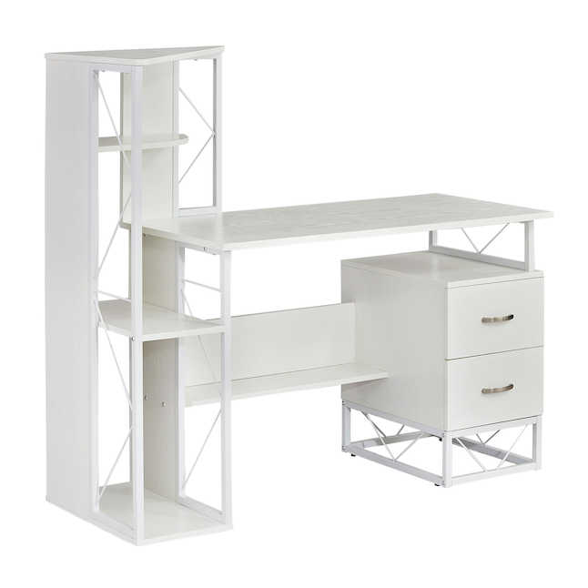 1002ww Soho Storage Desk With Shelves, White - 48.5 X 52.5 X 21.5 In.