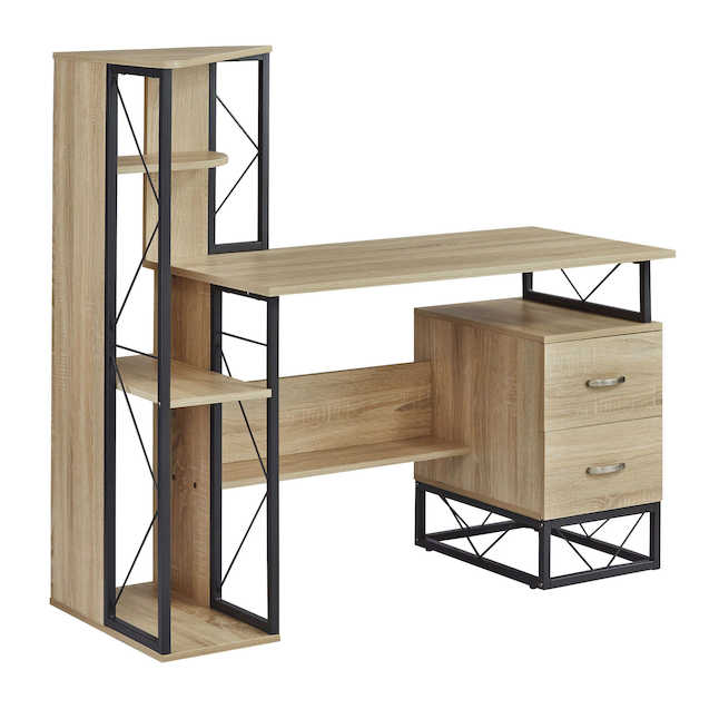 1002bn Soho Storage Desk With Shelves, Natural - 48.5 X 52.5 X 21.5 In.