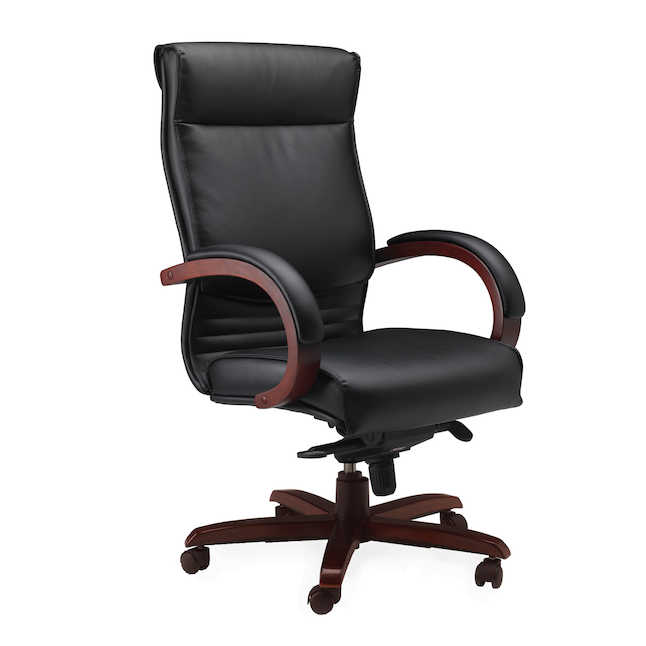 Cscry Corsica Black Leather Task Chair, Sierra Cherry - 47 X 28 X 29 In.