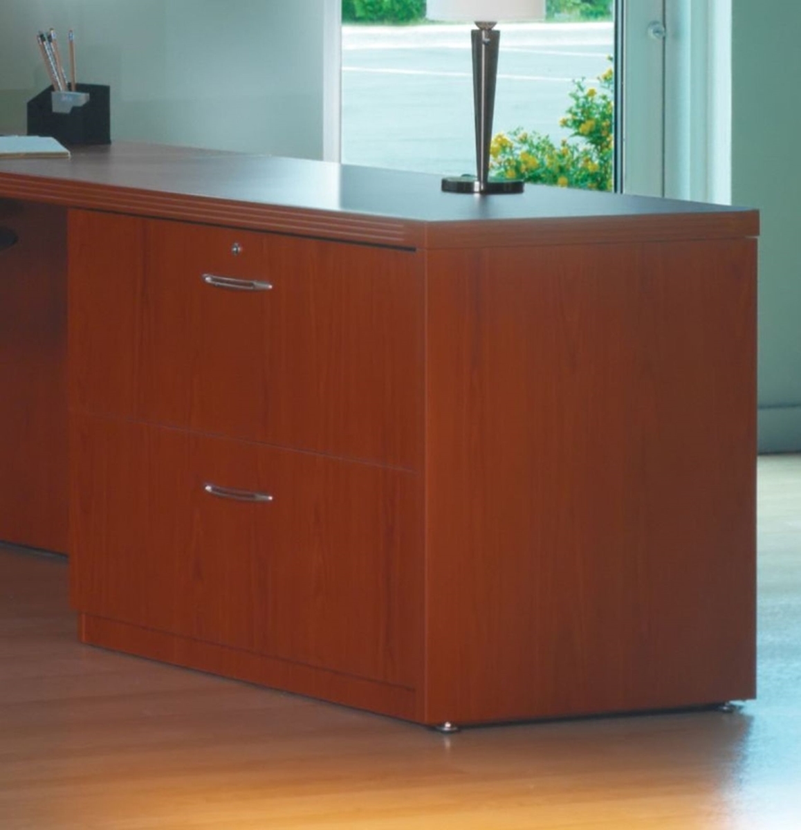Aclf36lcr Aberdeen Series Credenza, Return & Extended Corner Lateral File, Cherry - 27.5 X 36 X 20 In.