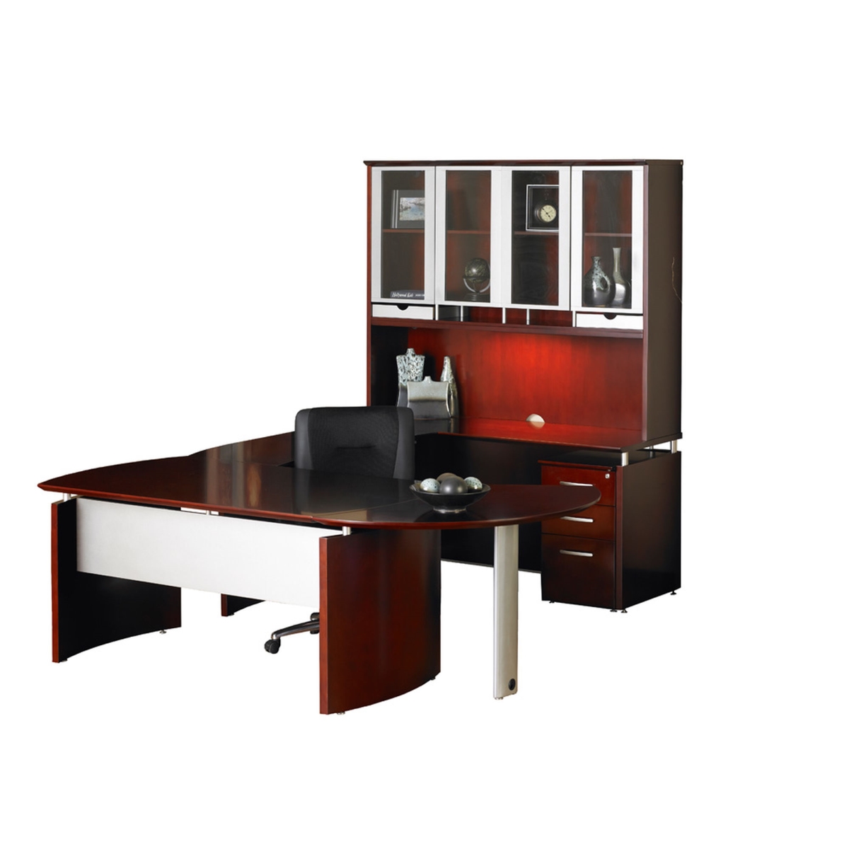 Nt29cry 87 X 108 In. Napoli Suite 29 Right Handed U-shaped Desk With Hutch, Sierra Cherry