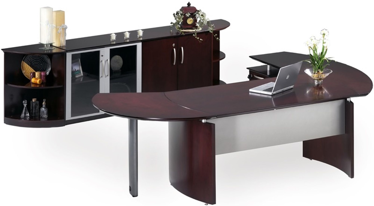 Nt9mah Napoli Suite 9 Executive Office Desk Set, Mahogany - 29 X 116 X 103 In.