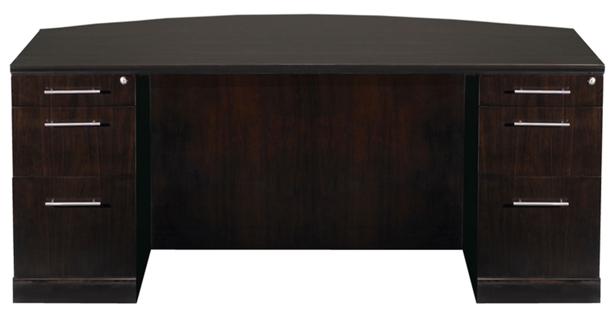 Sdbbb72esp Sorrento Bowfront Double Pedestal Desk With 2 Pencil, Box & File Pedestals, Espresso - 29.5 X 72 X 39 In.