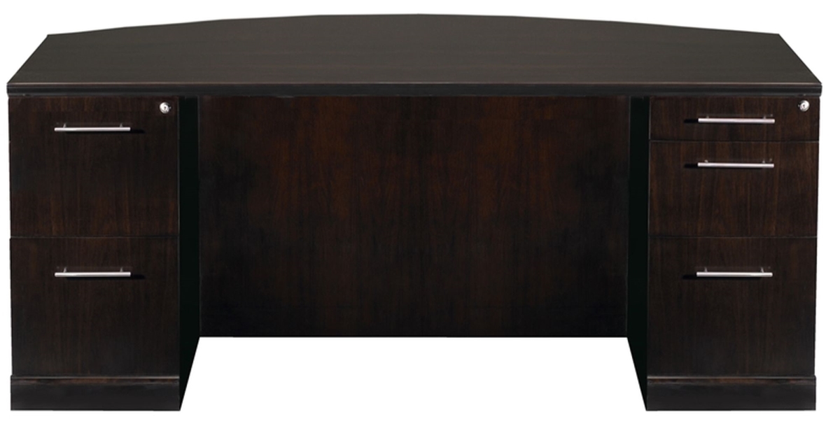 Sdbbf72esp Sorrento Bowfront Double Pedestal Desk With Pencil, Box-file & File-file Pedestals, Espresso - 29.5 X 72 X 39 In.