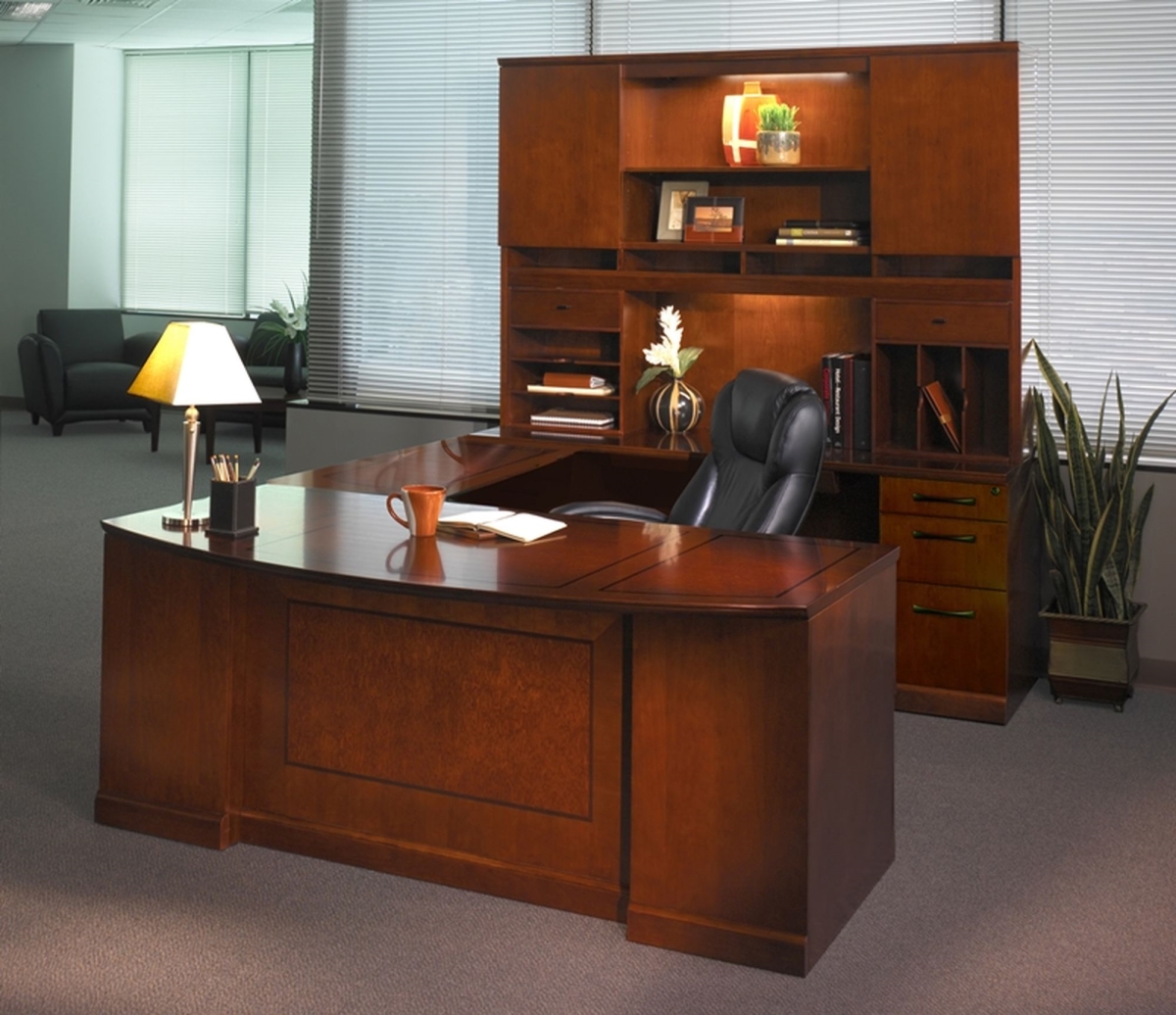 St1scr 72 In. Sorrento Typical 1 U-shaped Executive Office Desk Set, Bourbon Cherry