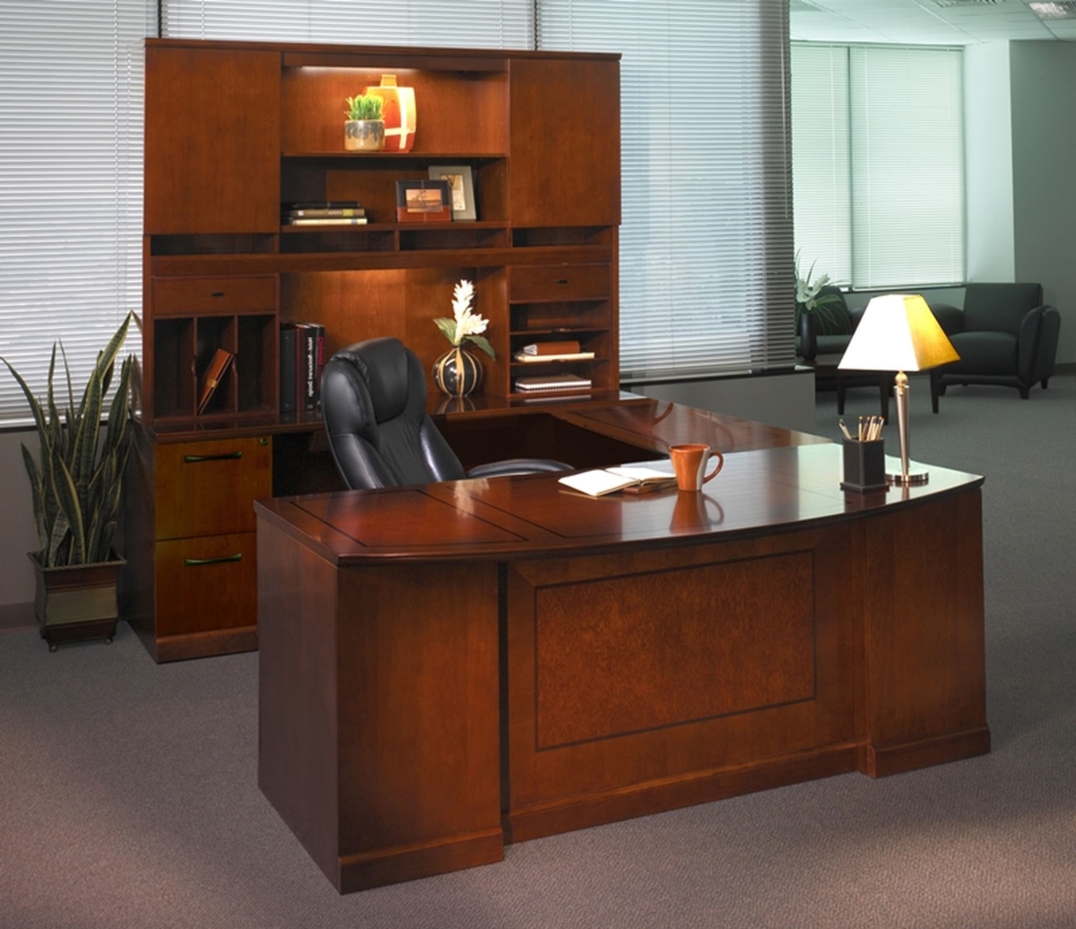 St6scr Sorrento Typical 6 U-shaped Executive Office Desk Set, Bourbon Cherry