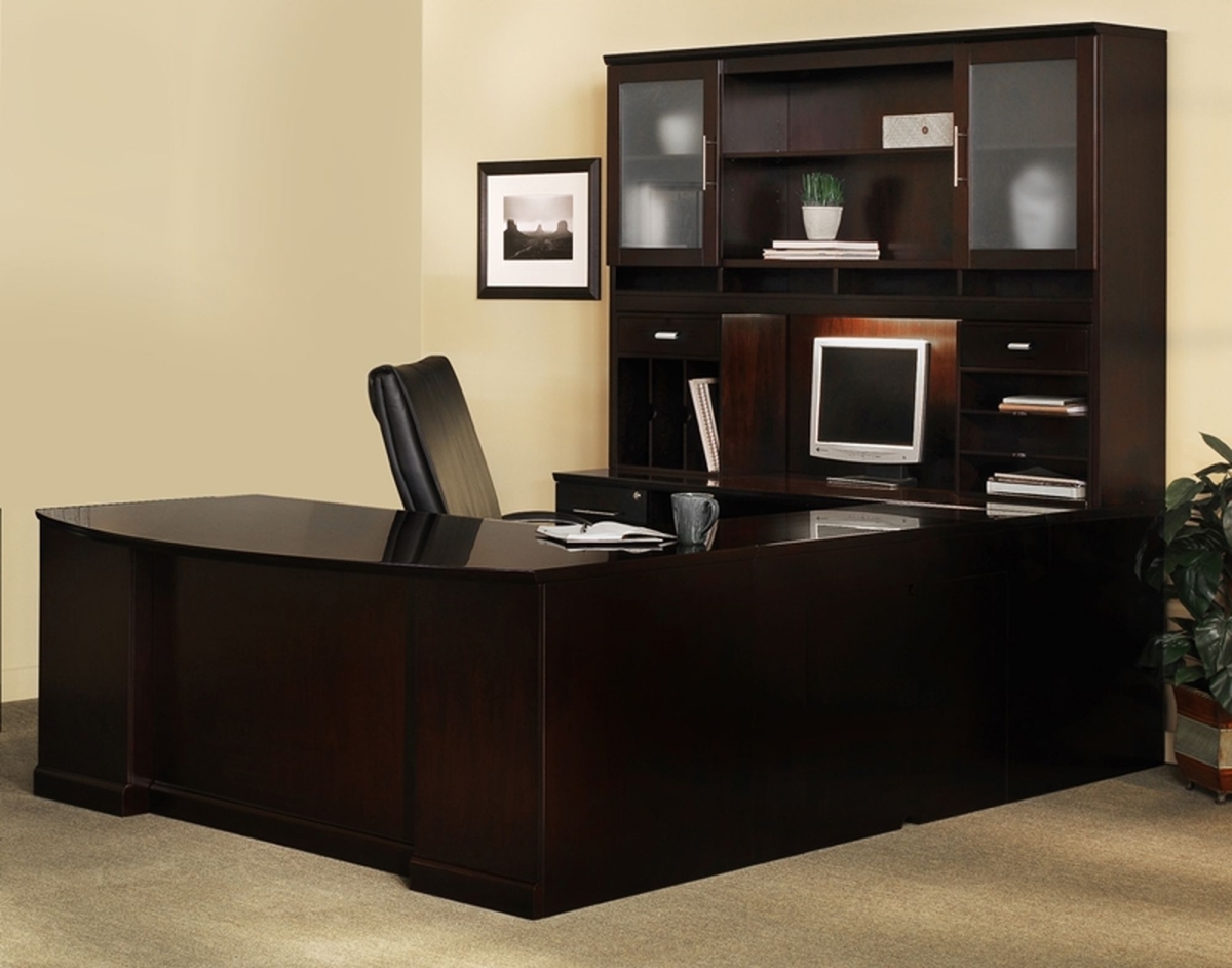 St6esp Sorrento Typical 6 U-shaped Executive Office Desk Set, Espresso