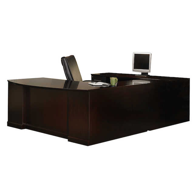 Sulbbb72scr Sorrento Executive Bow Front & Left Bridge U-shaped Desk, 2 Pencil-box-file Pedestals - Bourbon Cherry