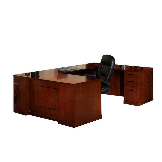 Sursbb72esp Sorrento Executive Straight Front & Right Bridge U-shaped Desk, 2 Pencil-box-file Pedestals - Espresso